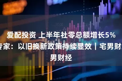 爱配投资 上半年社零总额增长5% 专家：以旧换新政策持续显效｜宅男财经